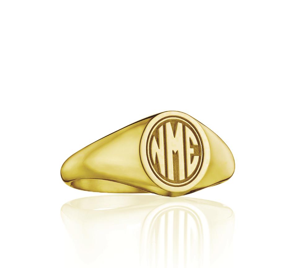 Custom Block Monogram Signet Ring in Relief Small / 14K Yellow Gold