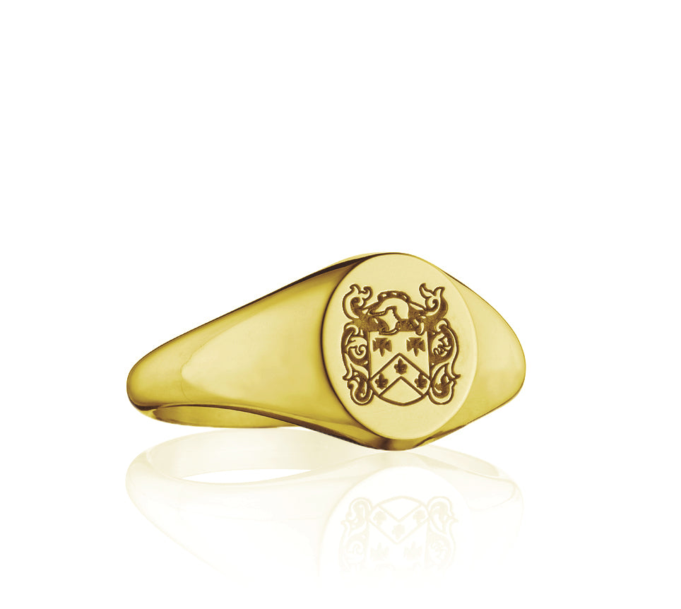 18kt Gold Classic Oval Signet Ring | Custom Engraving and Monogramming