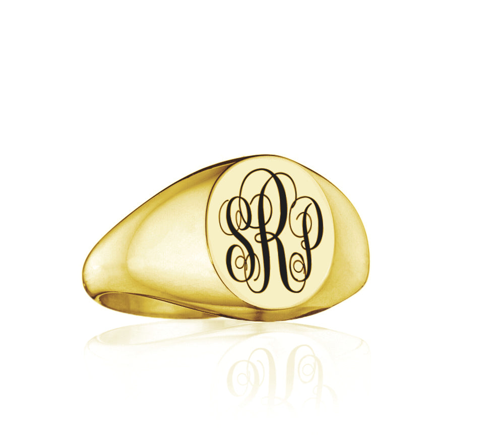 Signitas Inc Custom Script Monogram Signet Ring