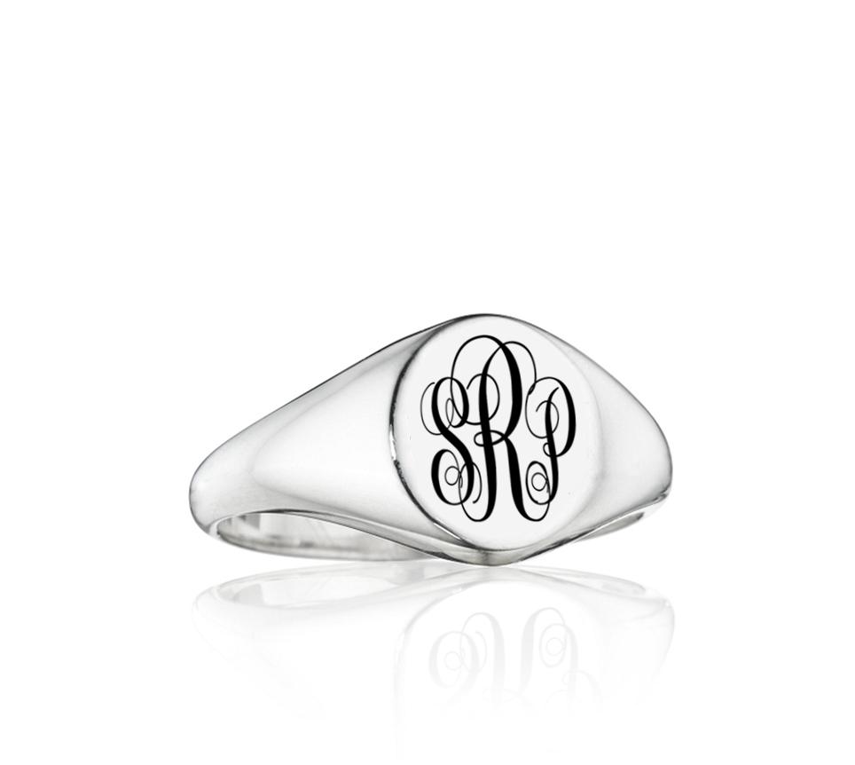 Monogram Signet Ring in Sterling Silver or Solid Gold